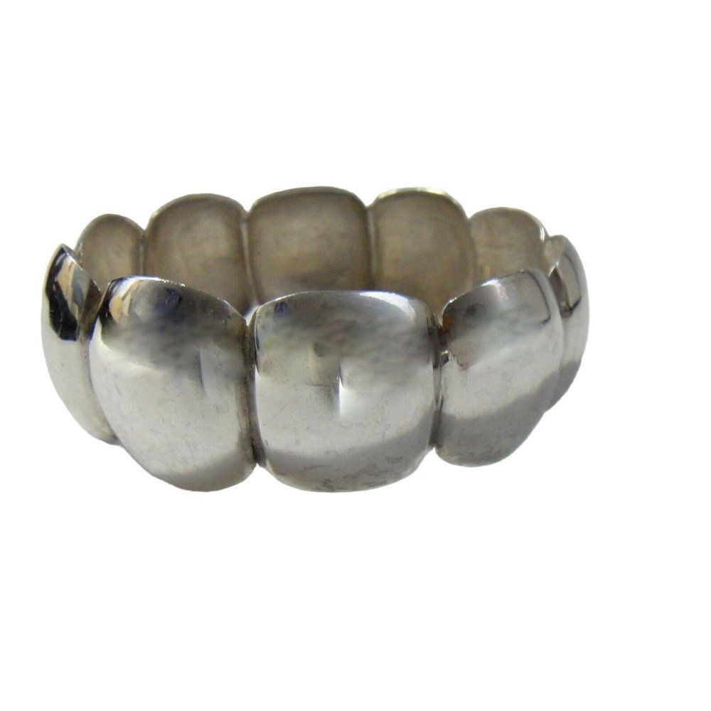 Bracelet Modernist Wide Bangle Sterling Silver Curved Squares  50+ Grams Estate